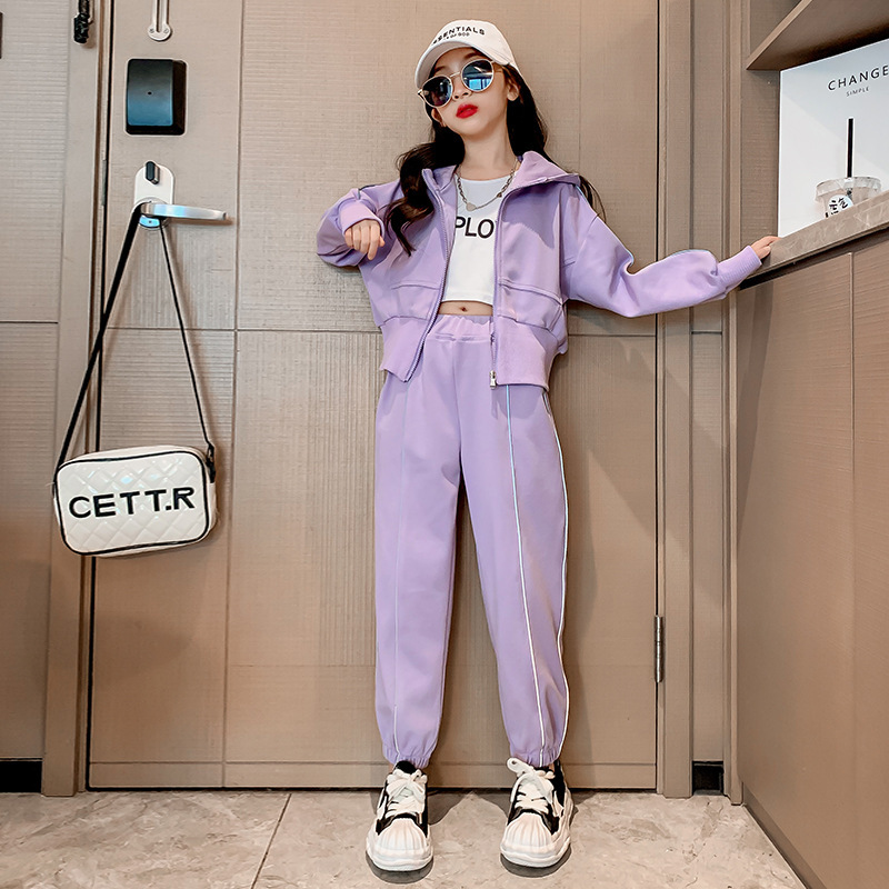 女童秋装套装2025新款洋气儿童韩版休闲春秋中大童开衫运动两件套|undefined