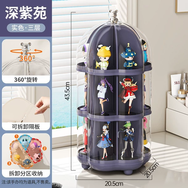 Deep Aster-3 layers [2024 upgraded model/dark purple partitions/detachable partitions/360° rotation]