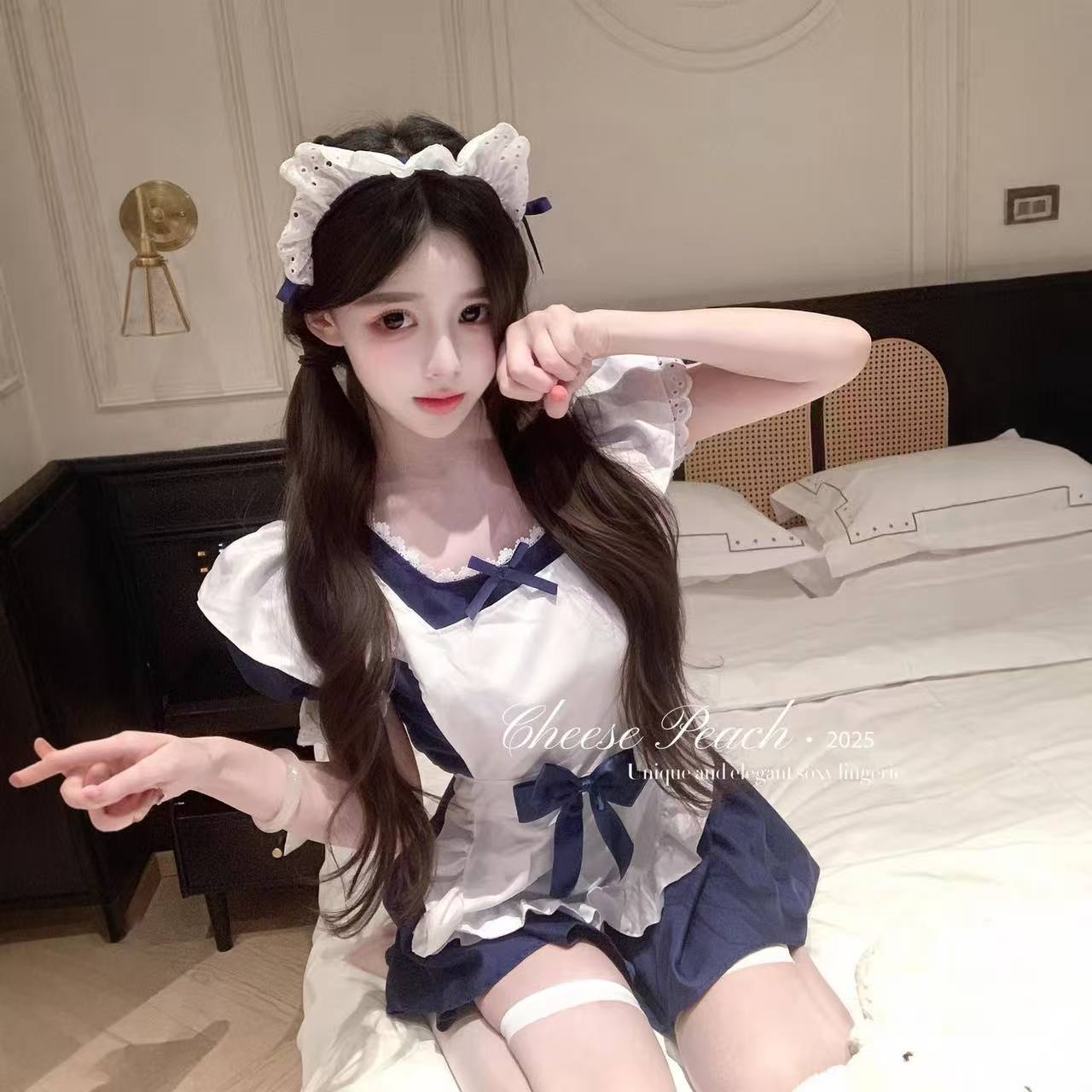 Japanese-Style Maid Cosplay Lolita Dress Plus-Size Anime Costume with Safety Shorts — detail image 3