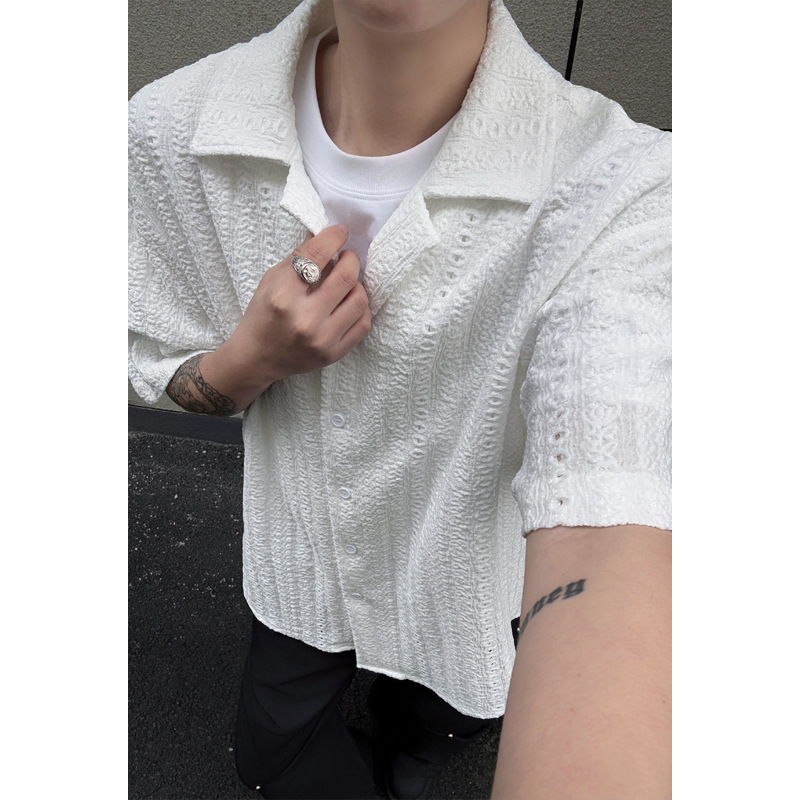 Sommerneuheit 2025: Outdoor-Shirt im Hongkong-Stil mit schwarzer Wand, große Größen, einzigartiges Kurzarmhemd (M-5X), HC26241-TeP30_voghion.com