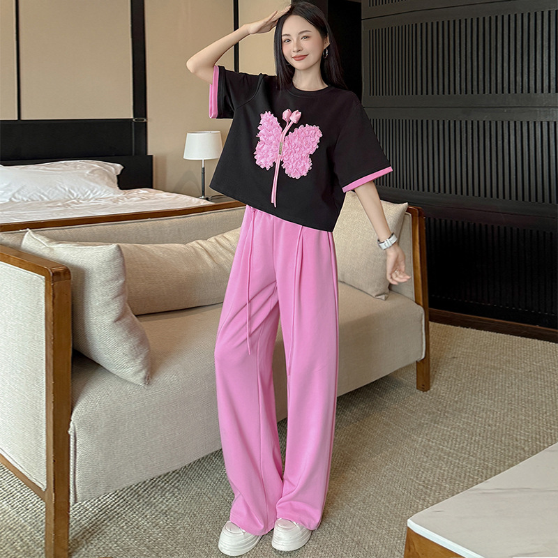 블랙 탑 + 핑크 팬츠 (업그레이드된 원단)