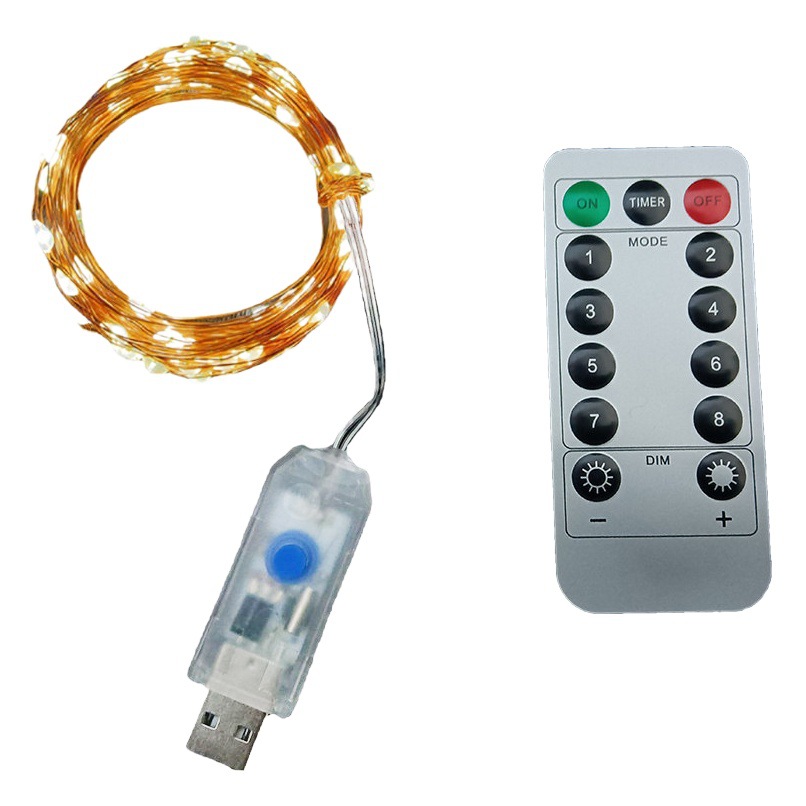LED luces de cadena al por mayor USB control remoto luces de cadena de alambre de cobre 8 funciones luces decorativas de Navidad luces de colores