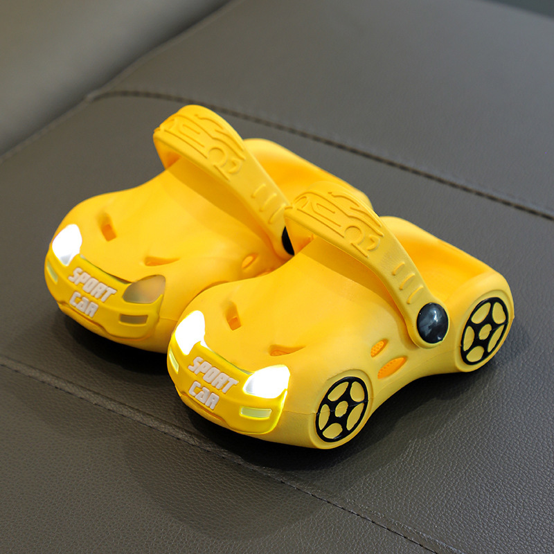 Children's Luminous Slippers, Car Sandals, Baby Boy's Shape Non-Slip Soft Bottom Kindergarten Sandals 2-8 Lightweight