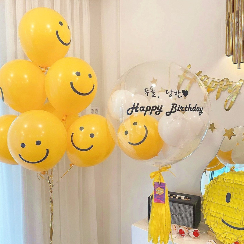 ins Korean smiley face balloon 10 inch deep yellow birthday wedding decoration Net red photo latex balloon wholesale