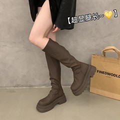 不过膝长筒靴女2025年秋季新款弹力显瘦瘦靴小个子厚底高筒骑士靴