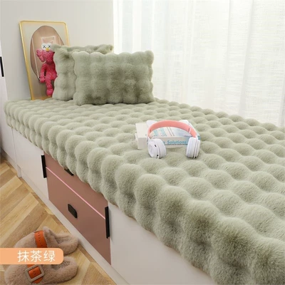 Log Washable and Wipeable: Car Carpet - matcha-green-bubble-fleece-1550g-plush-60cm-wide-x-160cm-long-non-slip-backing