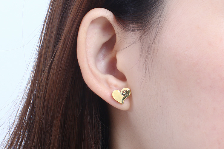 fashion stainless steel heart-shaped necklace earrings set wholesale Nihaojewelry