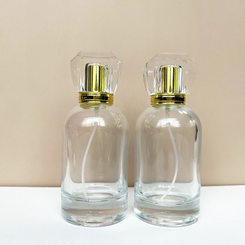 现货B247-100m简约圆瓶透明玻璃香水瓶化妆品分装瓶/按压喷雾空瓶