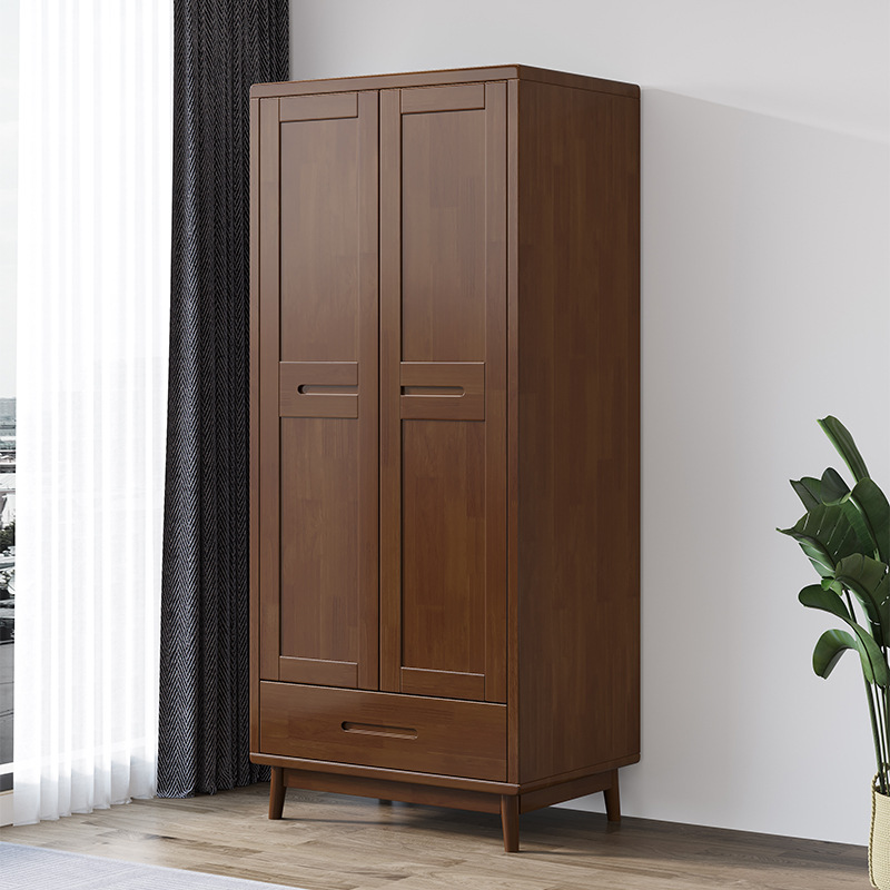 Armario de ratán de madera maciza nórdico simple moderno hogar adulto pequeño apartamento dormitorio gabinete de almacenamiento con cajón y armario image 4