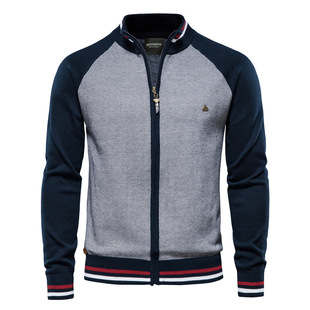 2024 Autumn/Winter Men's Sweater Casual Knitwear Men's Cardigan Fashion Patchwork Korean Style Slim Fit Youth