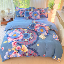 2025秋冬新品大版花四件套加厚磨毛生态新国风套件床上用品批发