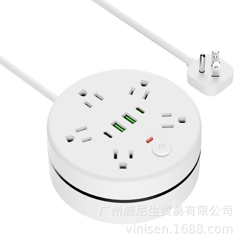 Transfronterizos para enchufes de almacenamiento estándar estadounidenses, enchufes de fila de discos de bobinado estadounidenses con placa de enchufe de protección contra sobretensiones USB