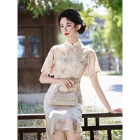 Новый китайский стиль красивая уникальная красивая девушка cheongsam стиль ретро китайский стиль молодой стиль 2025 новая повседневная одежда