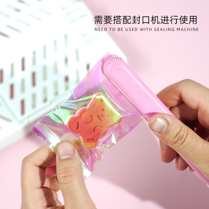 Arco Iris láser transparente bolsillo plano caramelo galleta máquina de hornear bolsa de sellado snack mini bolsa de embalaje lindo