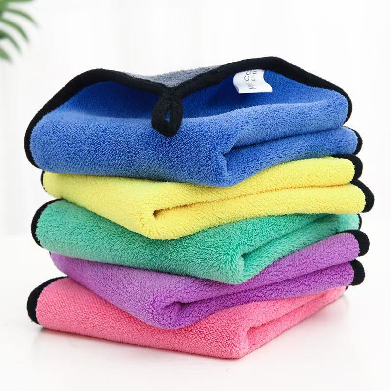 Double-Layer Thickened Car Cleaning Towel Manufacturer Wholesale Microfiber Car Wash Towel Double-Sided Coral Fleece Car Cleaning Towel Absorbent
