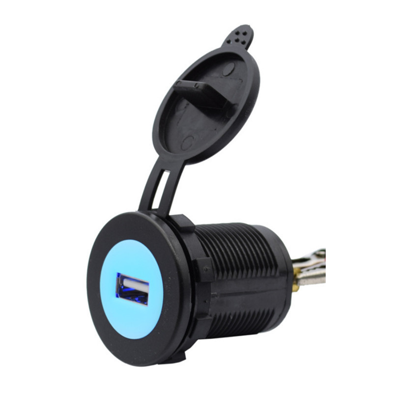 Round white core USB Charger car boat modification 2.1A 3.1A 4.2A turn 5v blue light charger