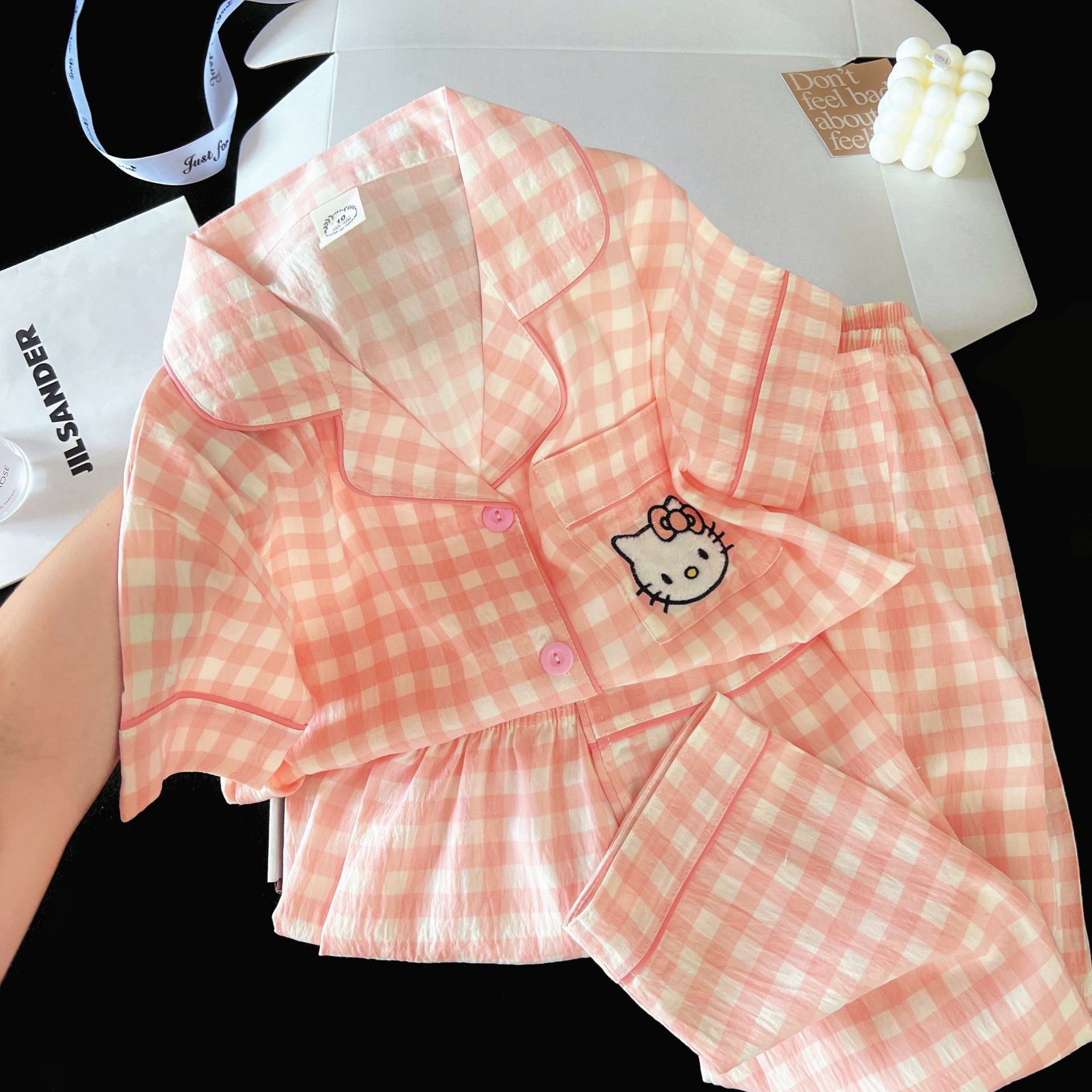 Summer Kidsren's Pajamas Girls Cloud Cotton Three-Piece Princess Thin Section Girls Medium and Large Kidsren Air-Conditioned Home Clothes Set