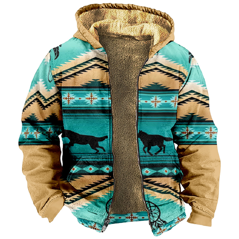 Chaqueta de manga larga con estampado de otoño para hombre de estilo británico retro Chaqueta con capucha con cremallera de venta directa de fábrica transfronteriza MF12