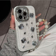 高级双面镶钻KT猫适用苹果16手机壳iPhone15promax滴胶14女13全包