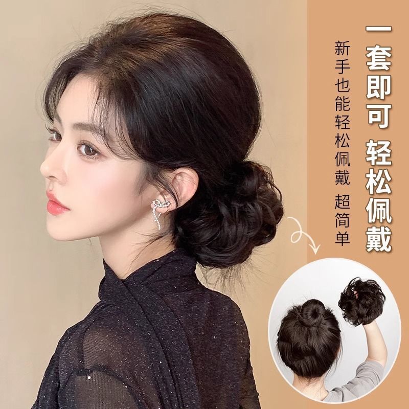 Simulación bola cabeza pelucca anillo de cabello femenino 1000 oro bajo cabello rizado brote de flor bolsas de cabello para aumentar el cabello esponjoso antiguo artefacto de cabello