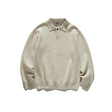 南夏乔装原创男装日系复古纯色POLO领毛衣男士秋季宽松休闲针织衫