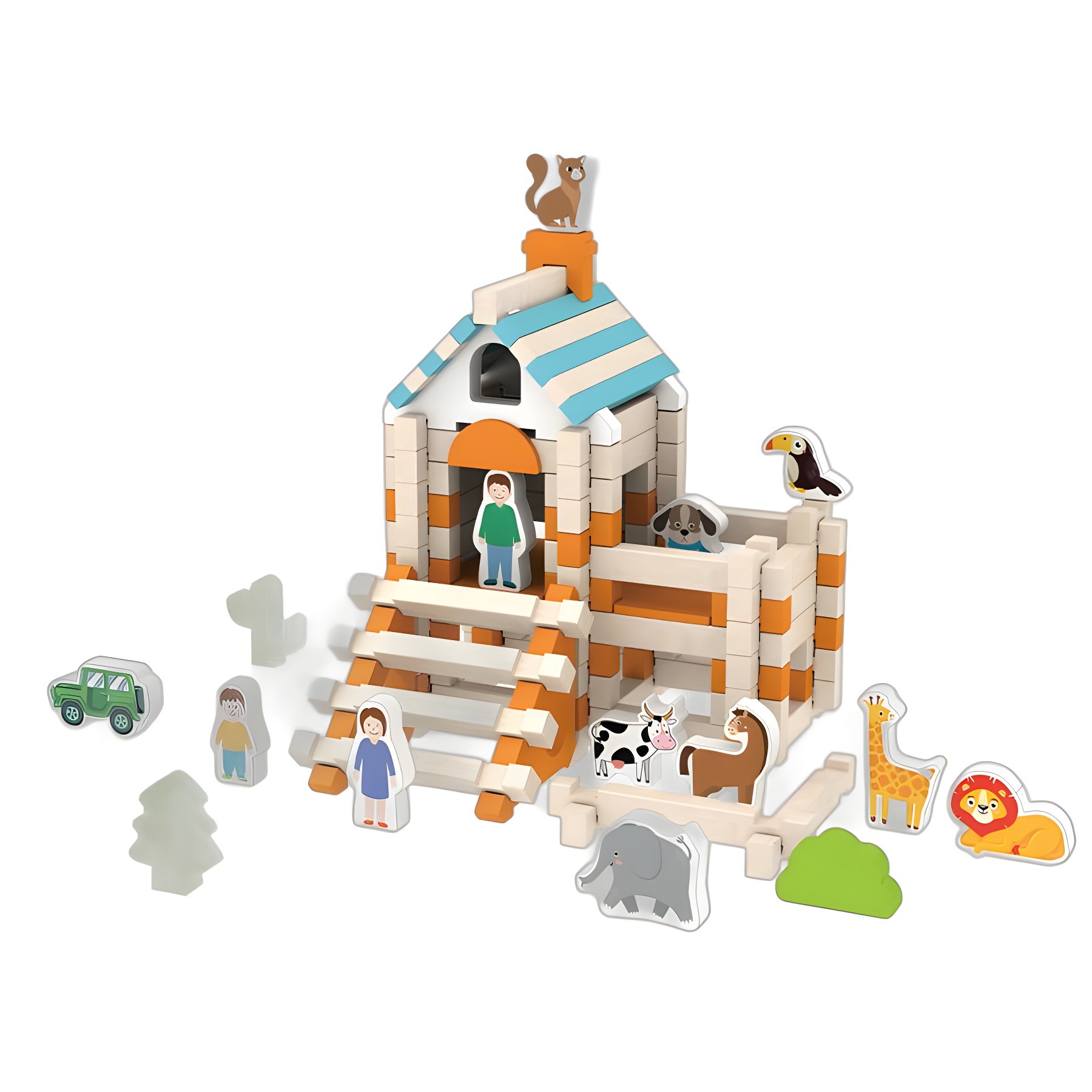 Luban ladrillos de construcción de aluminio para niños enseñanza temprana mano-a - mano construcción arquitecto casa cabaña padres e hijos juguetes DIY al por mayor