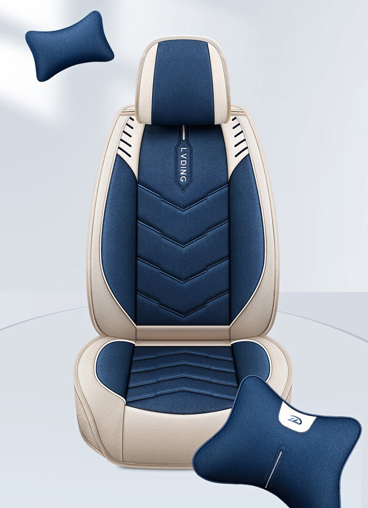Four-Season Universal Fabric Seat Cover, Car Seat Cover, All-Inclusive Seat Cushion, New Five-Seater Fully Enclosed Linen Car Seat Cushion