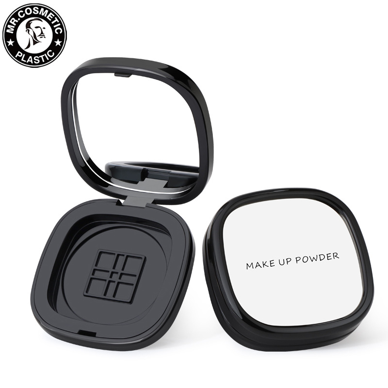 新款方形圆角粉饼盒包材10g质感粉盒带镜子 卡扣腮红盒子厂家批发
