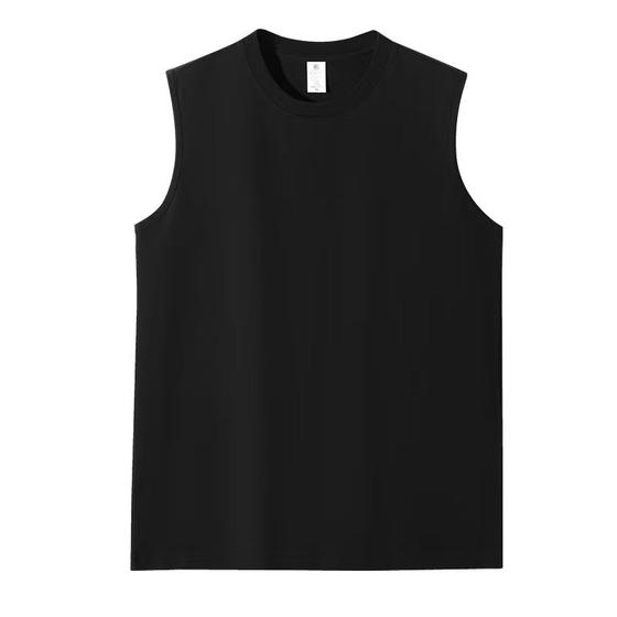 220G Cotton Vest Summer Loose All-match Solid Color Sleeveless Basketball Round Neck T-shirt Fashion Comfortable Combed Tight