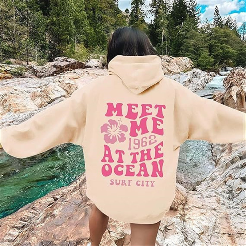 Women's Oversized Letter Print Hoodie Drop Shoulder Sweatshirt_voghion.com