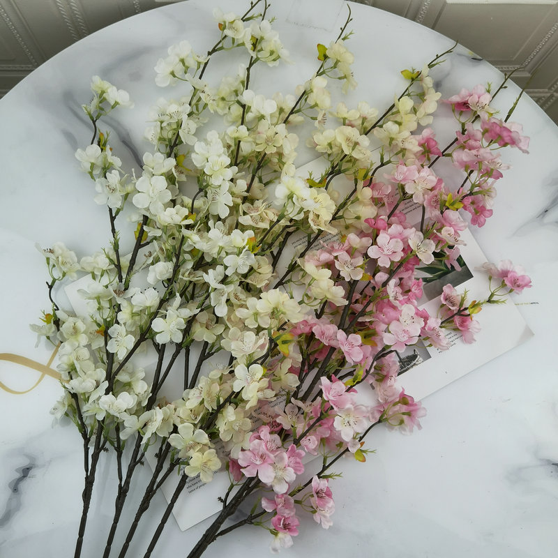 Fábrica al por mayor flor artificial flor de cerezo artificial decoración de la boda flor artificial salón decoración ingeniería suave ramo de flores de seda