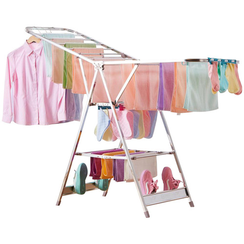 P616 wholesale large capacity clothes drying rack rusty floor folding barber shop stainless steel hairdressing cool towel rack