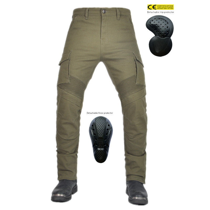 VOLERO jeans de motocicleta para hombres, bolsas múltiples, pantalones de ciclismo de herramientas, rodillas ajustables incorporadas, pantalones anticorrido