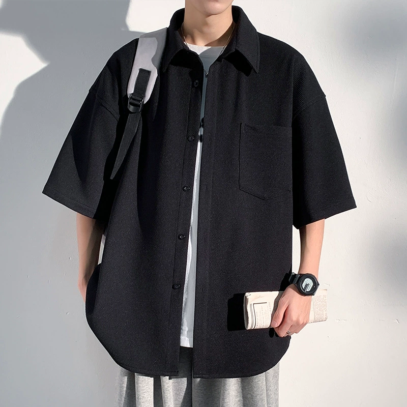 Специальная партия без цены для P30 летний вафельный свободный drape короткий рукав мужская всесторонняя жакет рубашка CD2244