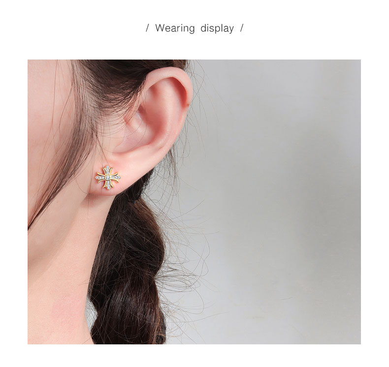 Small Stud Earrings Classification 1 Pair Quantity 1 Pair 925 Sterling Silver 925 Sterling Silver Earrings Cross Small Stud Earrings