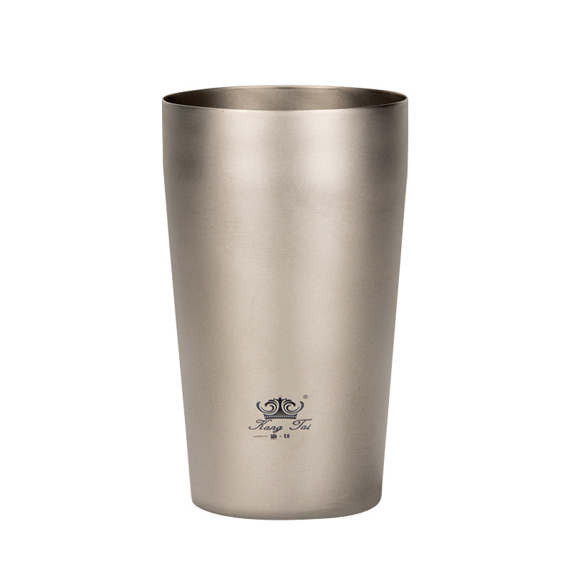 Vaso de cerveza de titanio puro Kangtai de doble capa, vaso aislado para jugo, vaso para bebidas frías, vaso de titanio para agua, 300/500 ml, portátil para viaje
