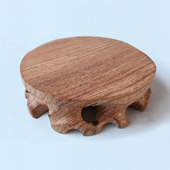 Mahogany carving crafts purple sand teapot vase incense burner Buddha statue strange jade stone round solid wood ornament base