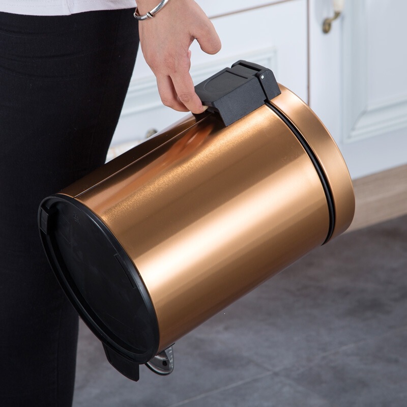 Defective Clearance Sale Household Kitchen Living Room Bathroom Creative Lidded Commercial Stainless Steel Foot-Operated Trash Can