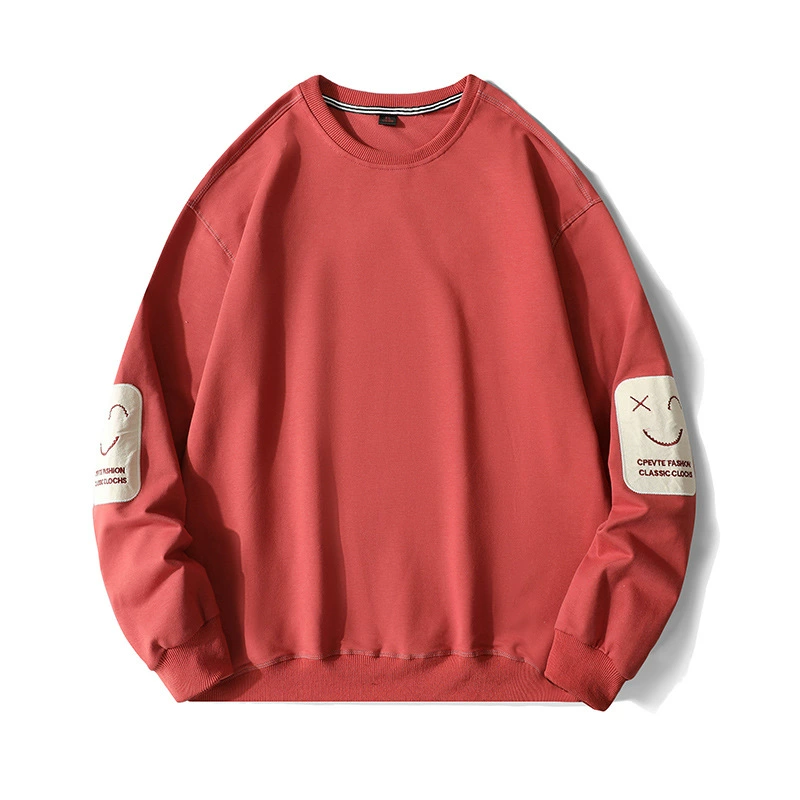 Весенне-осенняя толстовка со смайликом, мужская модная футболка с длинными рукавами, свободный и универсальный повседневный пуловер с круглым вырезом, горячий стиль, прямая трансляция, хороший стиль