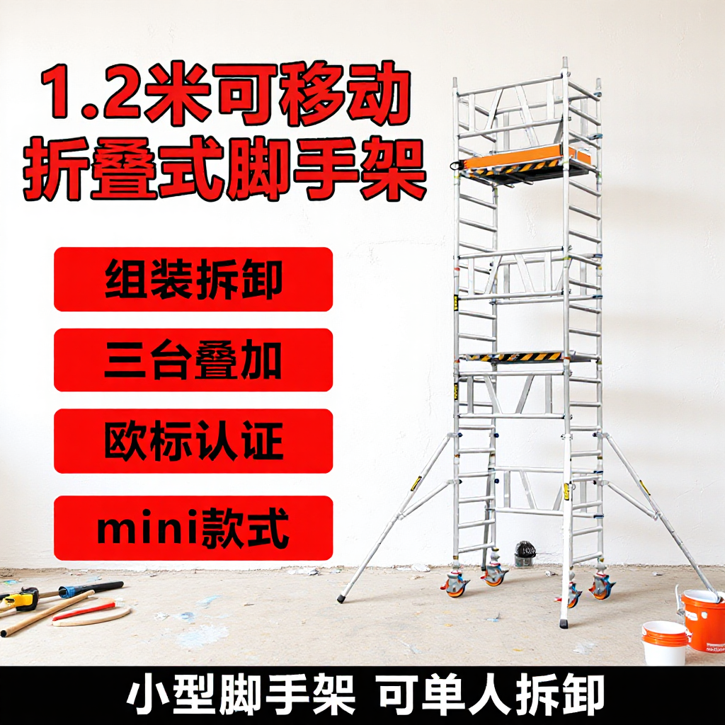 迷你小型脚手架铝合金移动便携带轮工程装修平台建筑高空作业平台