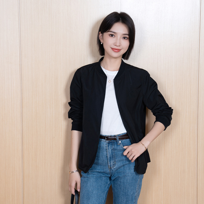 YUN韫时尚休闲无帽短款夹克外套女春秋妈妈装小个子拉链开衫外套|undefined