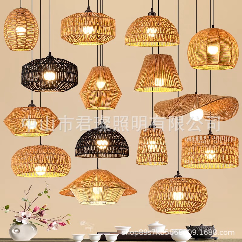 Nuevo candelabro creativo de papel tejido de ratán, papel transfronterizo de cáñamo, estilo antiguo, sala de té Zen, B & B, candelabro de estilo japonés simple