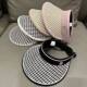New Summer Empty Top Hat Women's Face-Covering Big Hat Brim Sun Protection UV Shade New Sun Hat Houndstooth Straw