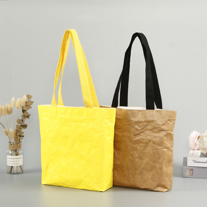 厂家直供简约时尚手提杜邦纸袋敞口单肩购物袋可水洗杜邦纸手提袋