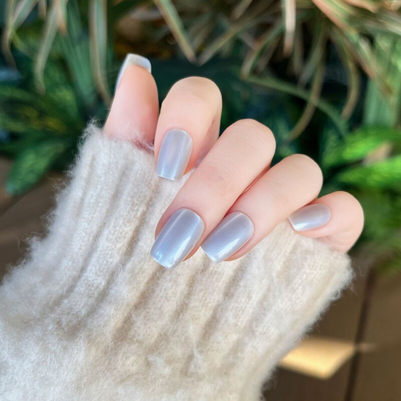 [Yuecai] Crystal Cat's Eye Wearable Nail Finished Product Colored Nail Tips White Handmade Nail Art Brightening Ultra-Thin Long-Lasting