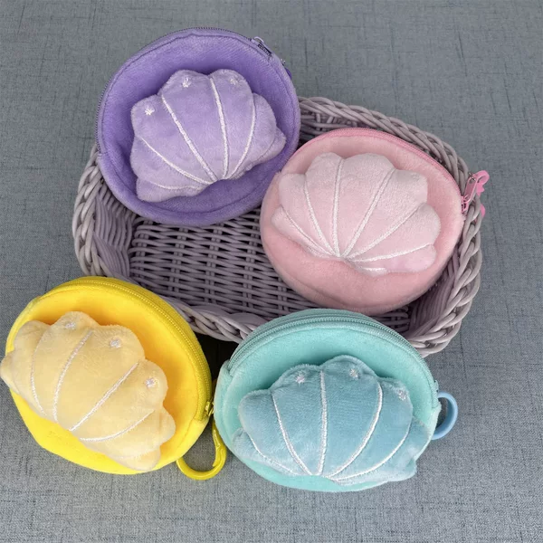 Simulated Cartoon Plush Pearl Clam Coin Purse Can Be Hung on Bags for Decoration and Storage Hair Ties and Hairpins Small Bag Coin Purse