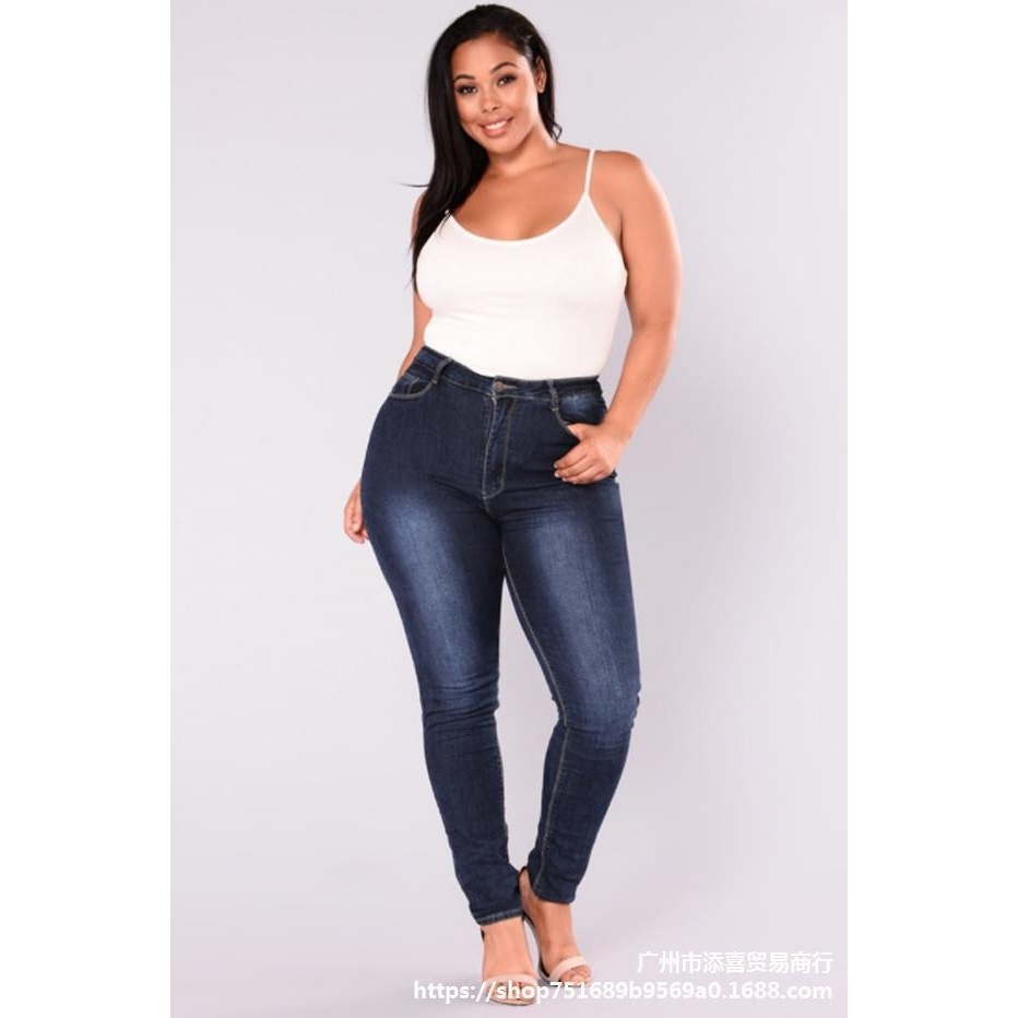 Ladies big size jeans Fat women plus tro...