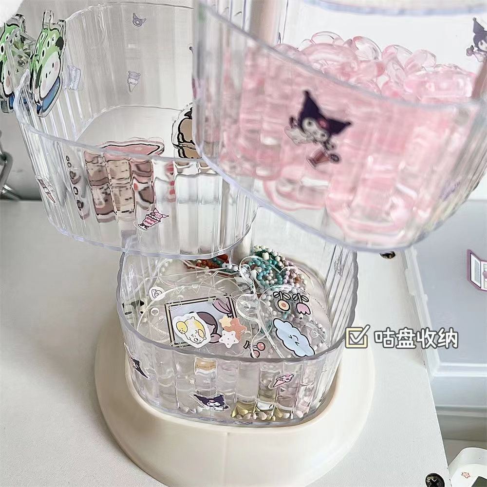 Caja de almacenamiento rotativa horquilla accesorios para el cabello cuerda para el cabello anillo de pelo belleza almacenamiento de huevos joyería anillo de almacenamiento caja de polvo