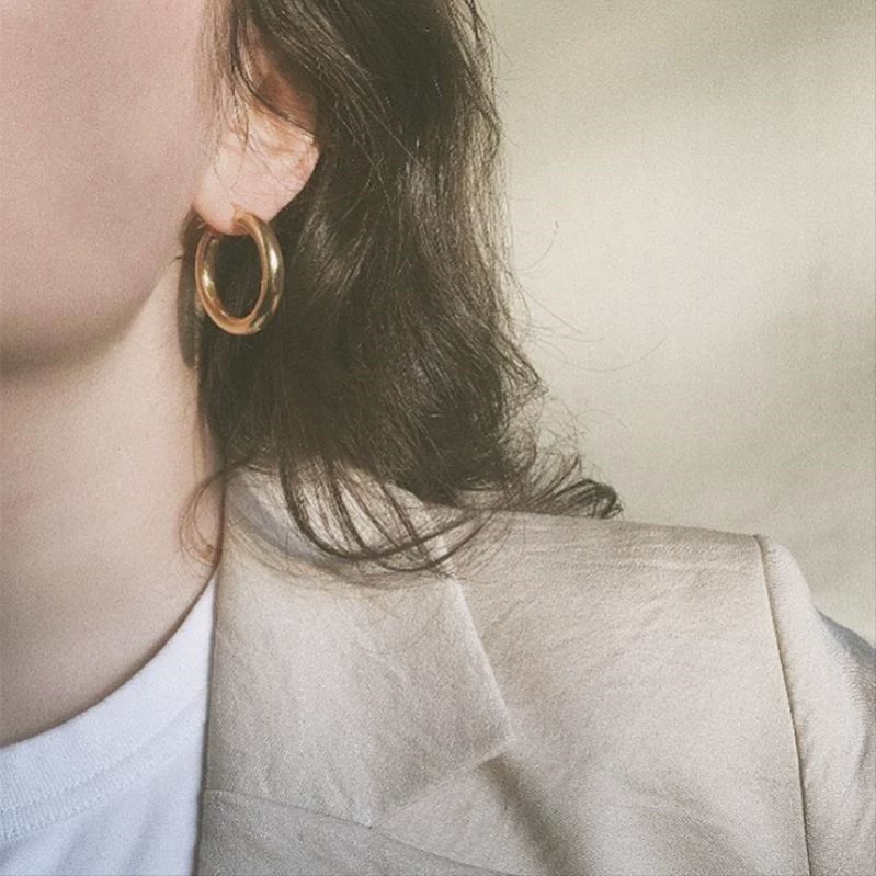 Metal silver needle, universal brand fashionable earrings, simple and elegant design, high-quality style