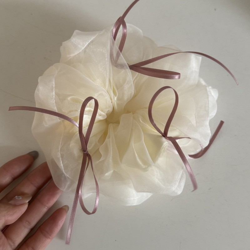 Encaje lazo para el cabello de intestino grueso de doble capa ins coreanos cuerda para el cabello de intestino grueso fresco y dulce en la parte posterior de la cabeza accesorios para el cabello femenino